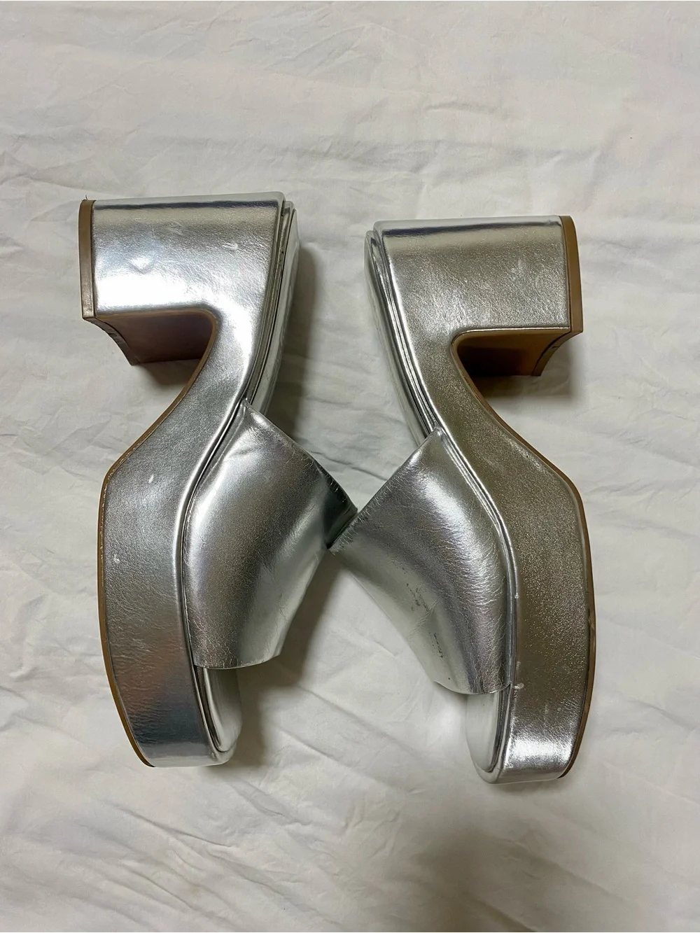 Dream Pairs Silver Platform Slide Mules